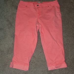 Cato size 16w neon coral denim capris